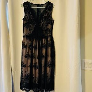 Beautiful lace and satin low cut dress. medium in size. NEVER WORN.